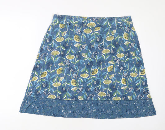 MANTARAY PRODUCTS Womens Blue Floral Cotton A-Line Skirt Size 18