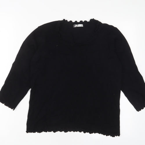 Viz a viz Womens Black Crew Neck Viscose Pullover Jumper Size 12 - Lettuce Edging