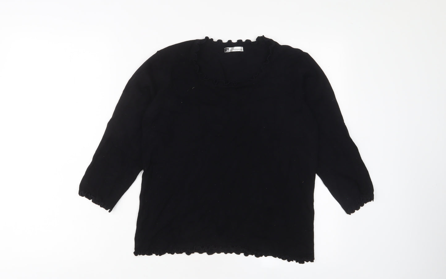 Viz a viz Womens Black Crew Neck Viscose Pullover Jumper Size 12 - Lettuce Edging