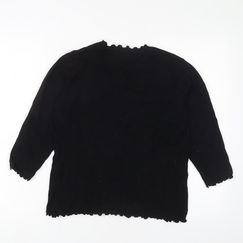 Viz a viz Womens Black Crew Neck Viscose Pullover Jumper Size 12 - Lettuce Edging