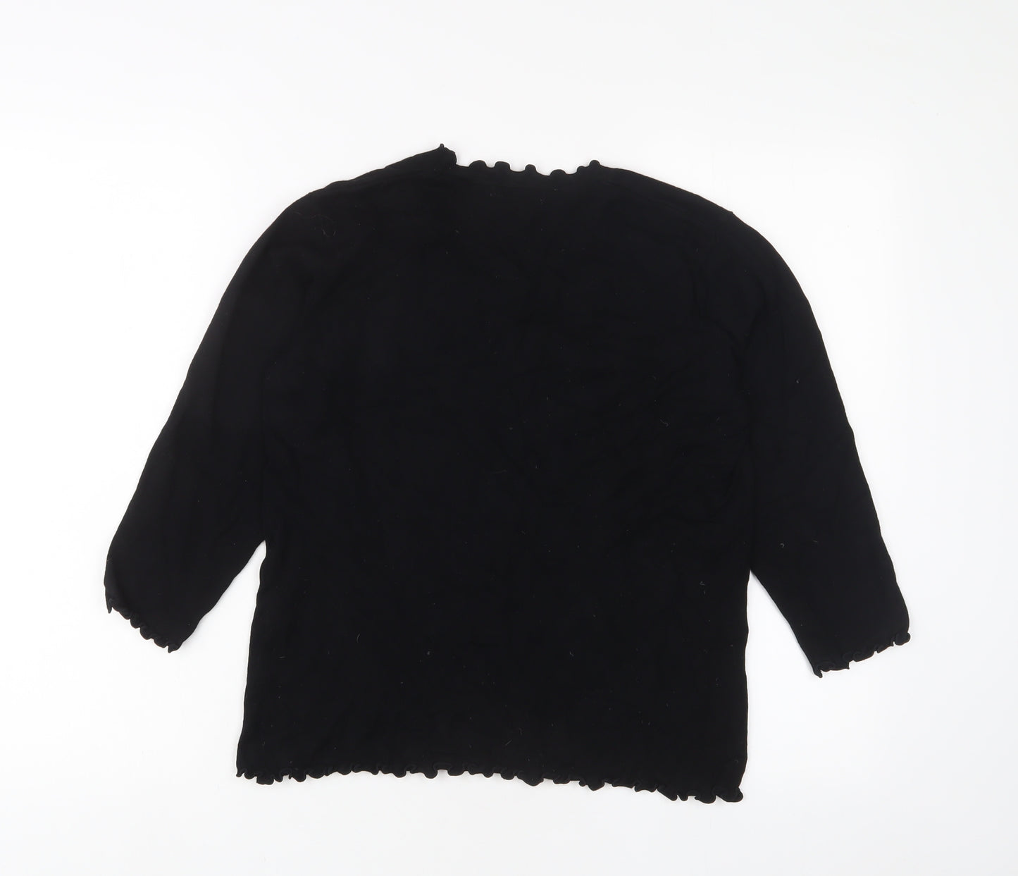 Viz a viz Womens Black Crew Neck Viscose Pullover Jumper Size 12 - Lettuce Edging