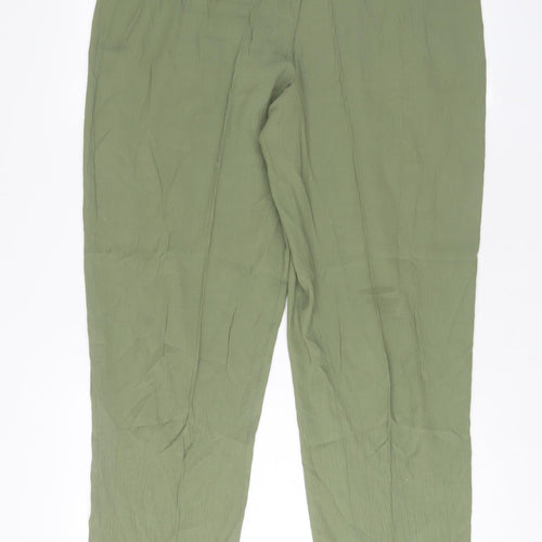 Bonmarché Womens Green Viscose Trousers Size 18 L31 in Regular Zip