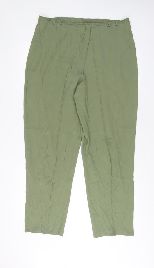 Bonmarché Womens Green Viscose Trousers Size 18 L31 in Regular Zip