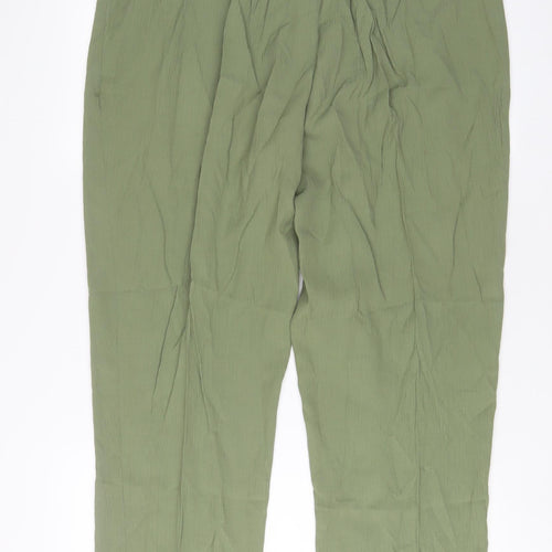 Bonmarché Womens Green Viscose Trousers Size 18 L31 in Regular Zip