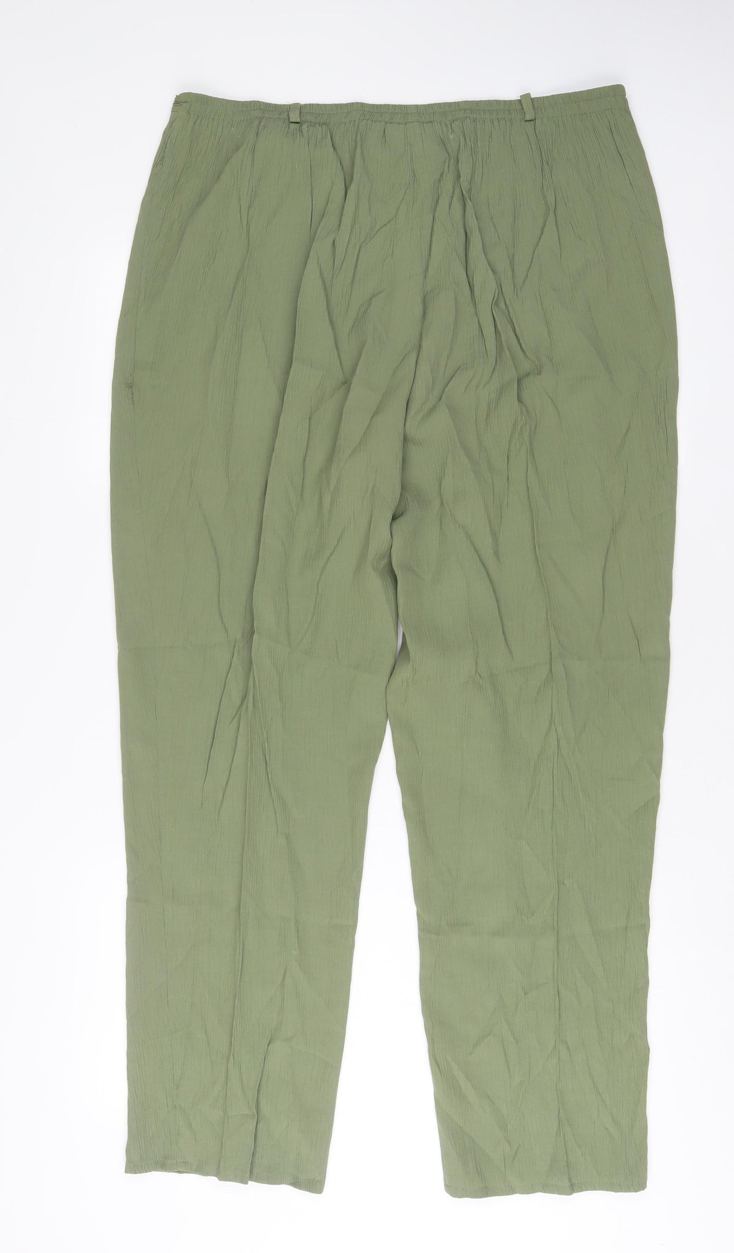 Bonmarché Womens Green Viscose Trousers Size 18 L31 in Regular Zip