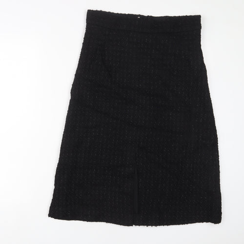 Marks and Spencer Womens Black Acrylic A-Line Skirt Size 12 Zip