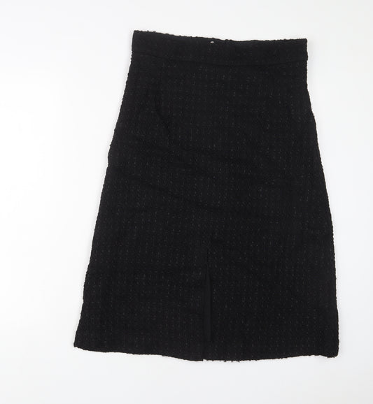 Marks and Spencer Womens Black Acrylic A-Line Skirt Size 12 Zip