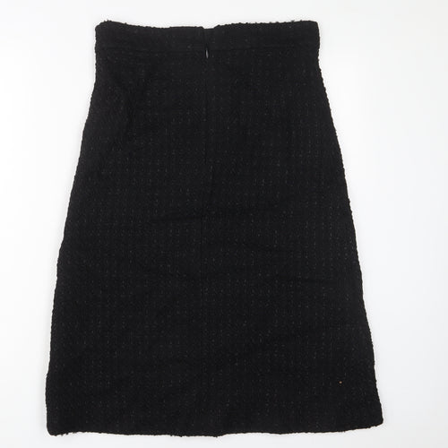 Marks and Spencer Womens Black Acrylic A-Line Skirt Size 12 Zip