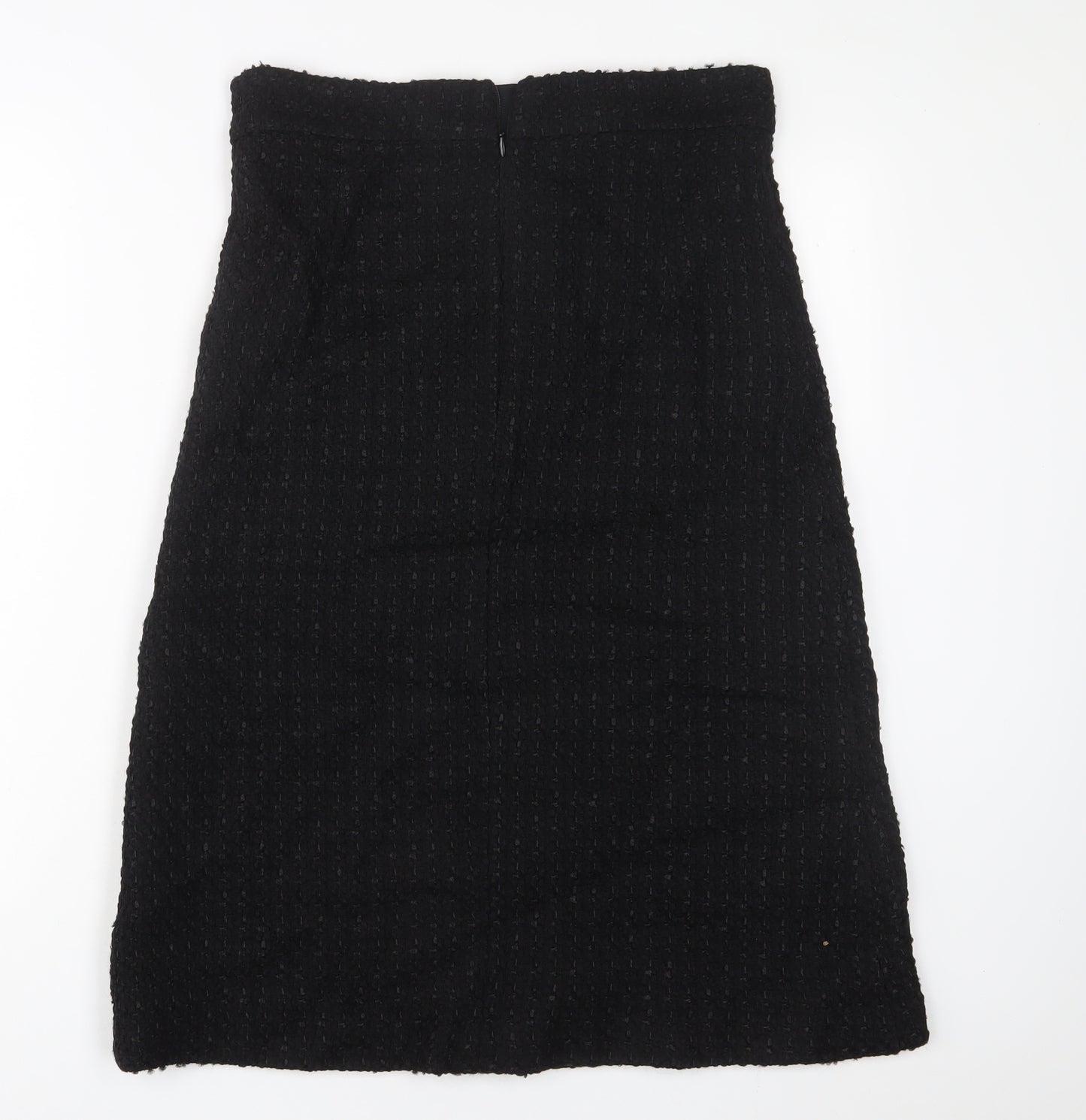 Marks and Spencer Womens Black Acrylic A-Line Skirt Size 12 Zip