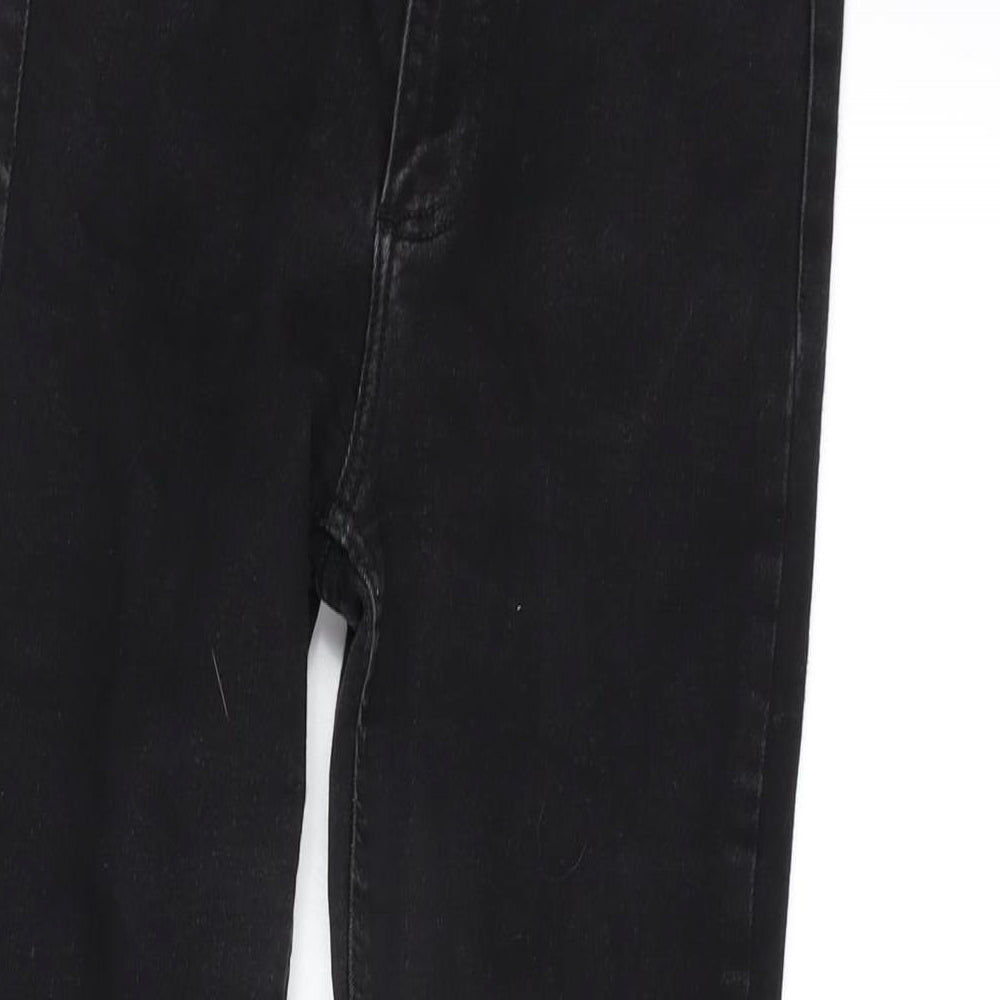 Zara Womens Black Cotton Blend Straight Jeans Size 10 L26 in Regular Zip