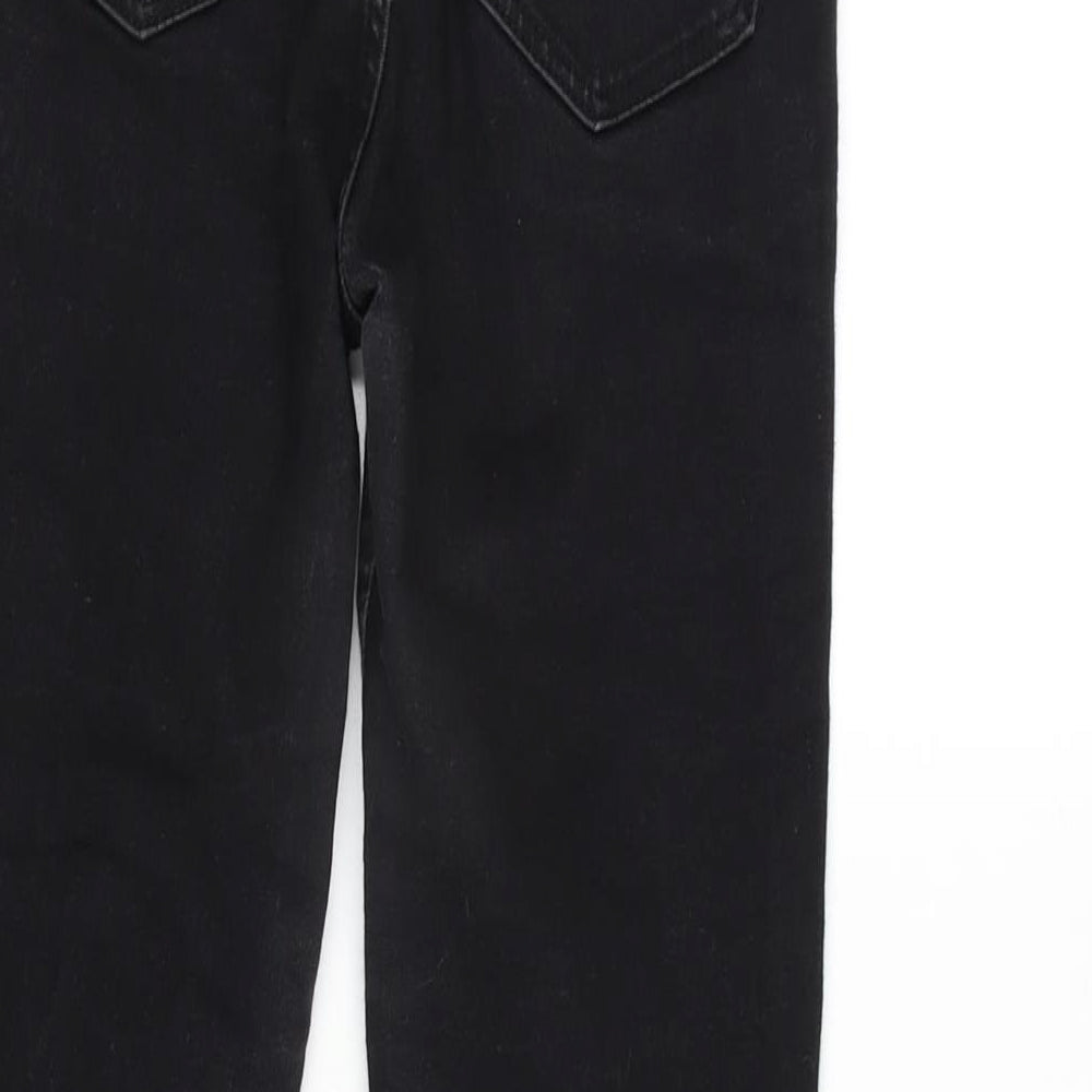 Zara Womens Black Cotton Blend Straight Jeans Size 10 L26 in Regular Zip