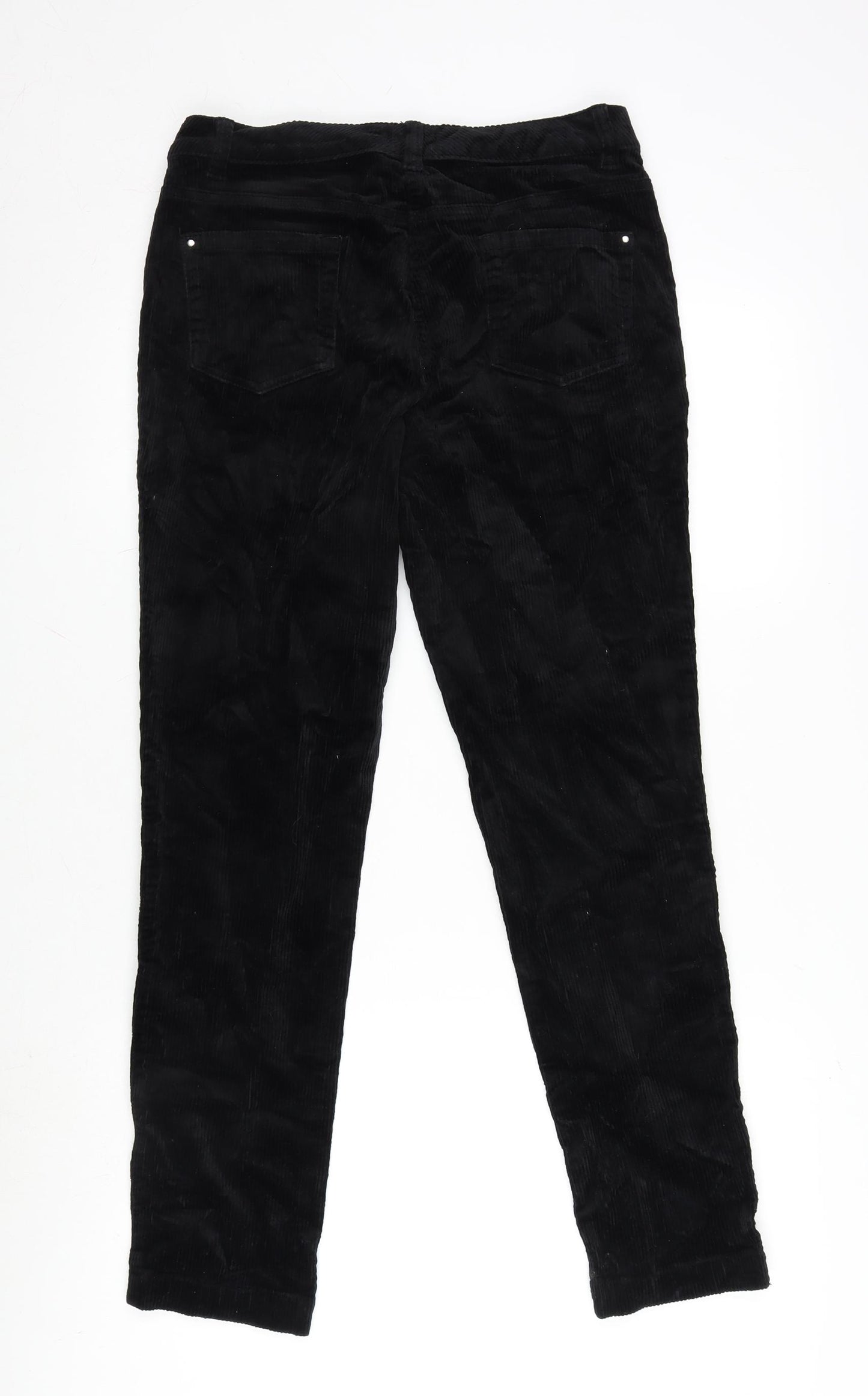 M&Co Womens Black Cotton Trousers Size 10 L28 in Regular Zip