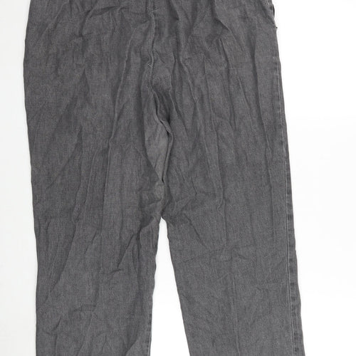 Market & Spencer Womens Grey Cotton Trousers Size 16 L26.5 in Regular