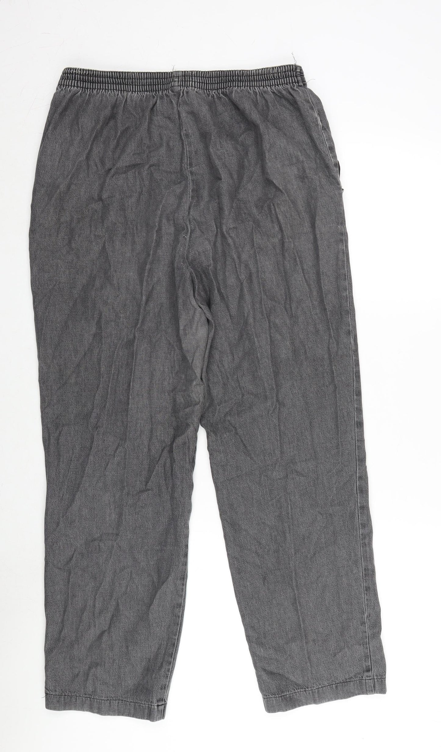 Market & Spencer Womens Grey Cotton Trousers Size 16 L26.5 in Regular