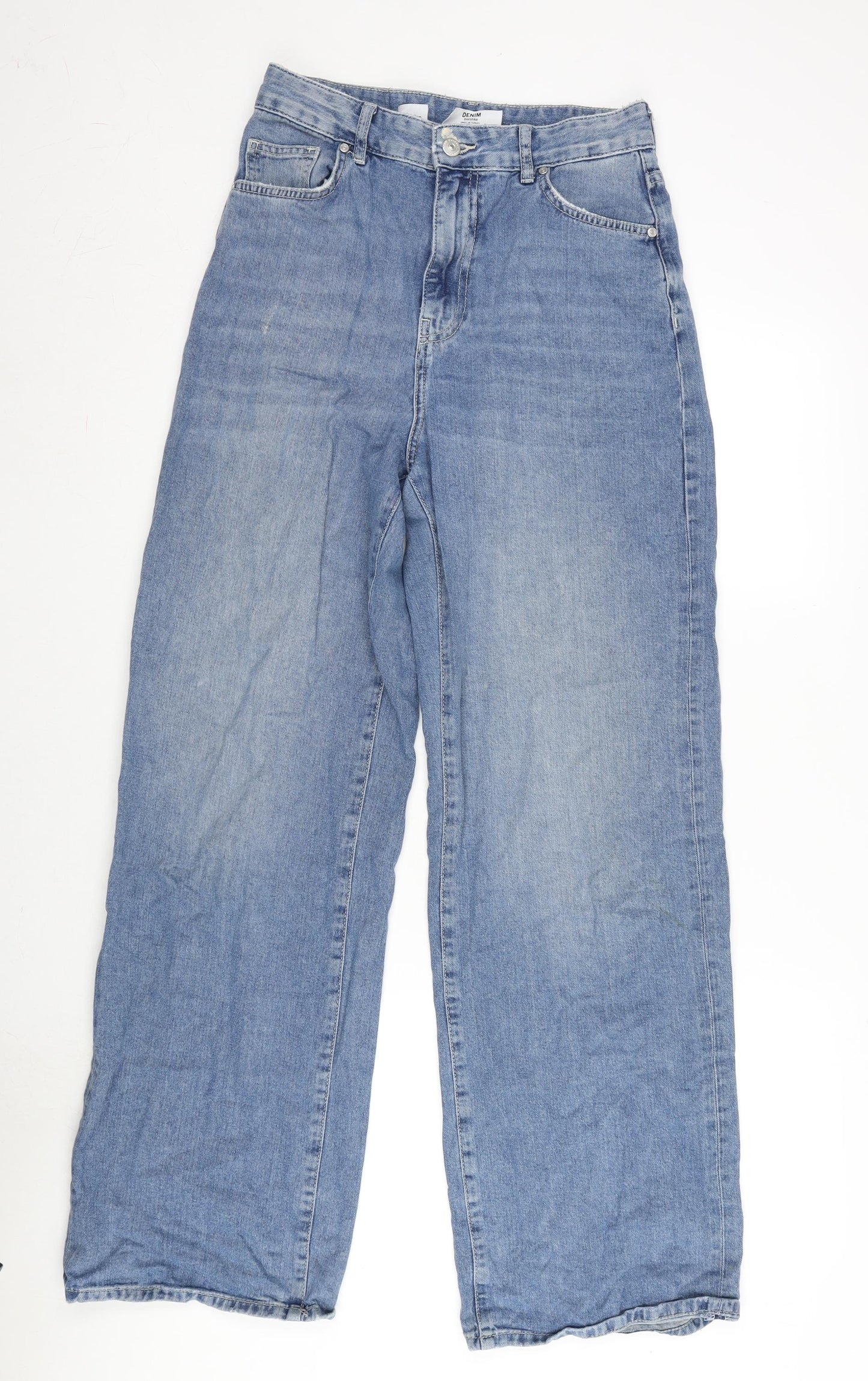 Berkshire Womens Blue Cotton Wide-Leg Jeans Size 10 L31 in Regular Zip