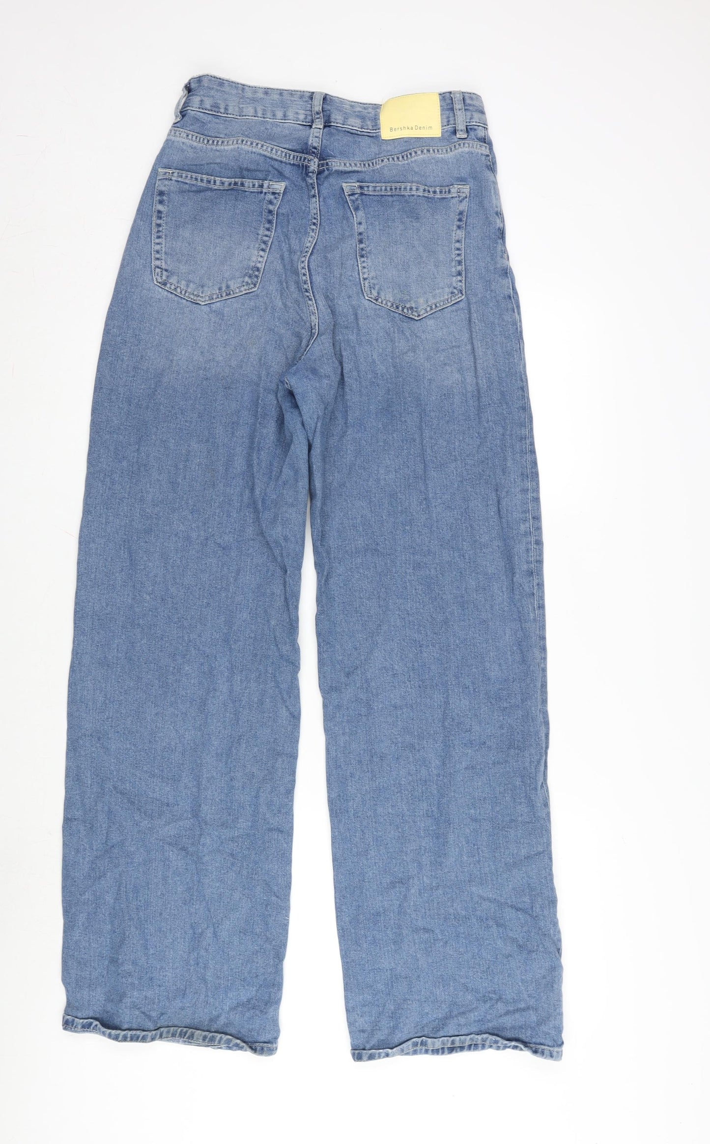 Berkshire Womens Blue Cotton Wide-Leg Jeans Size 10 L31 in Regular Zip