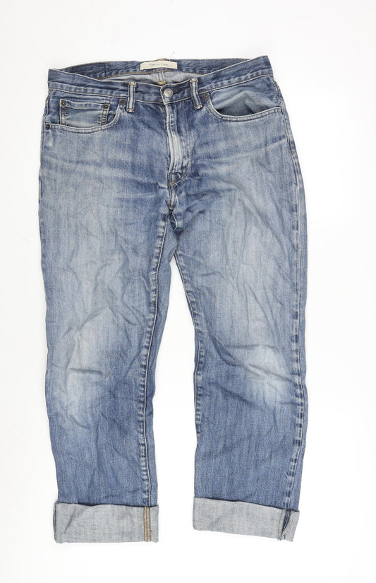 Gap Mens Blue Cotton Straight Jeans Size 32 in L34 in Regular Zip