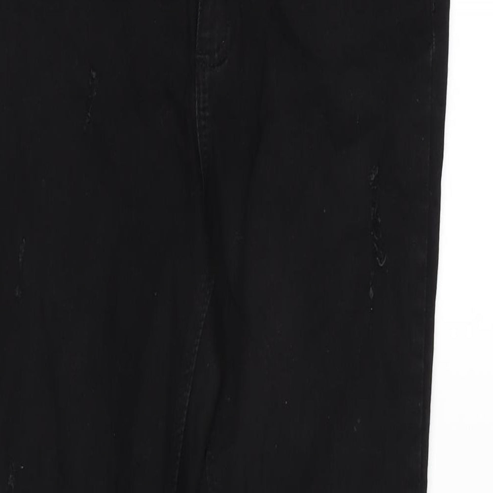 Denim & Co. Womens Black Cotton Blend Tapered Jeans Size 10 L29 in Regular Zip