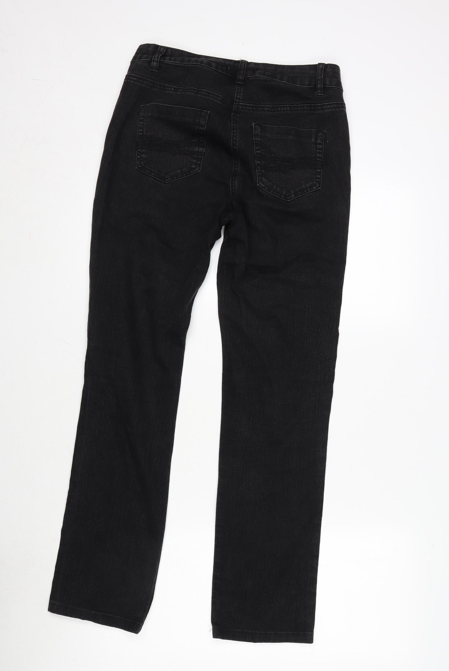 TU Womens Black Cotton Blend Straight Jeans Size 10 L29 in Regular Zip