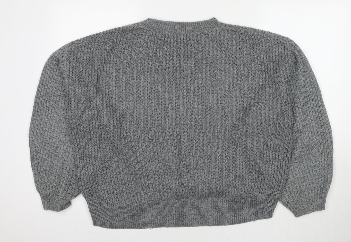 H&M Womens Grey Round Neck Acrylic Pullover Jumper Size S