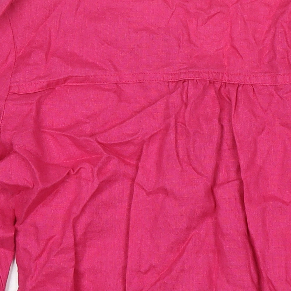 NEXT Womens Pink Linen Basic Blouse Size 8 V-Neck