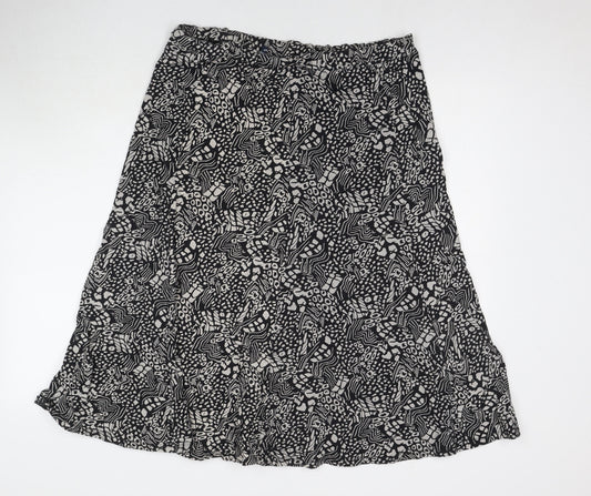 DASH Womens Black Geometric Cotton A-Line Skirt Size 18