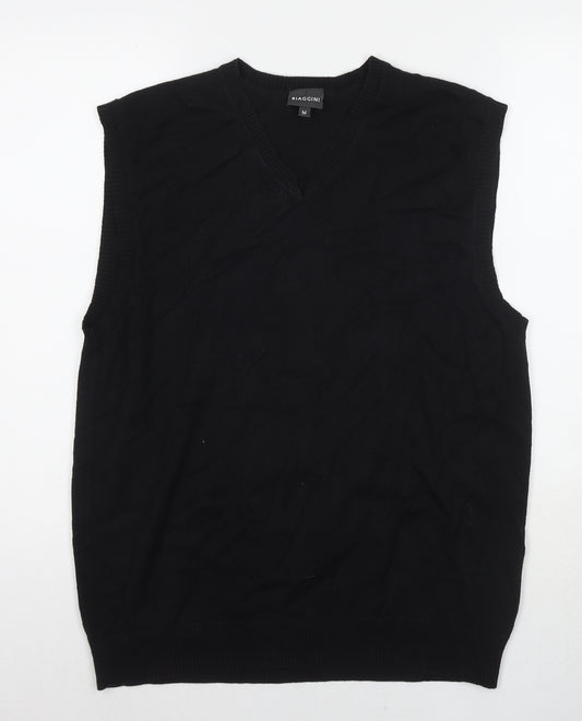 Biaggini Mens Black Round Neck Cotton Pullover Jumper Size M Sleeveless