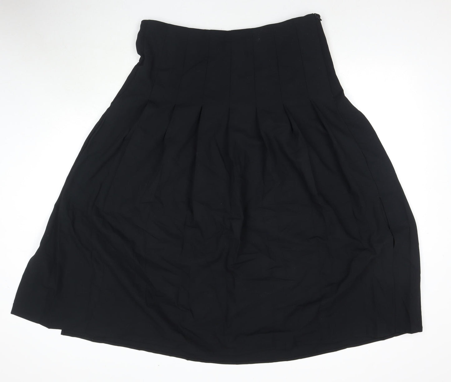 Marks and Spencer Womens Black Polyester Pleated Skirt Size 16 Zip