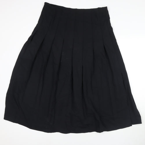 Marks and Spencer Womens Black Polyester Pleated Skirt Size 16 Zip