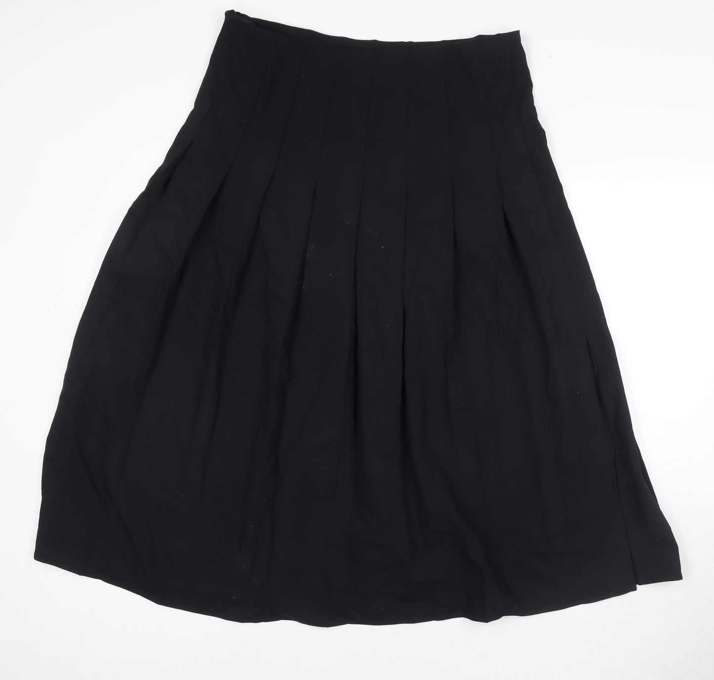 Marks and Spencer Womens Black Polyester Pleated Skirt Size 16 Zip