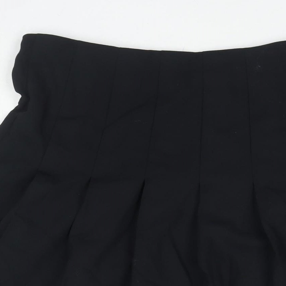 Marks and Spencer Womens Black Polyester Pleated Skirt Size 16 Zip