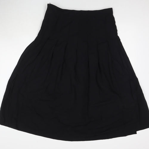 Marks and Spencer Womens Black Polyester Pleated Skirt Size 12 Zip