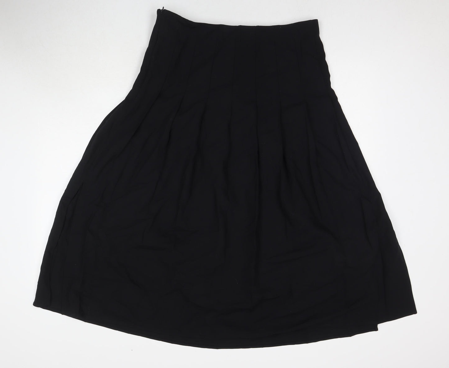 Marks and Spencer Womens Black Polyester Pleated Skirt Size 12 Zip