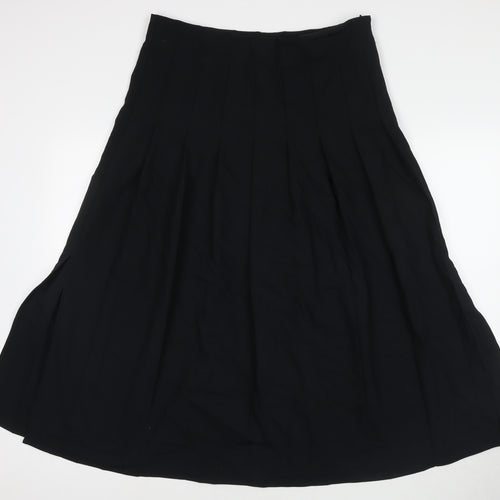 Marks and Spencer Womens Black Polyester Pleated Skirt Size 12 Zip