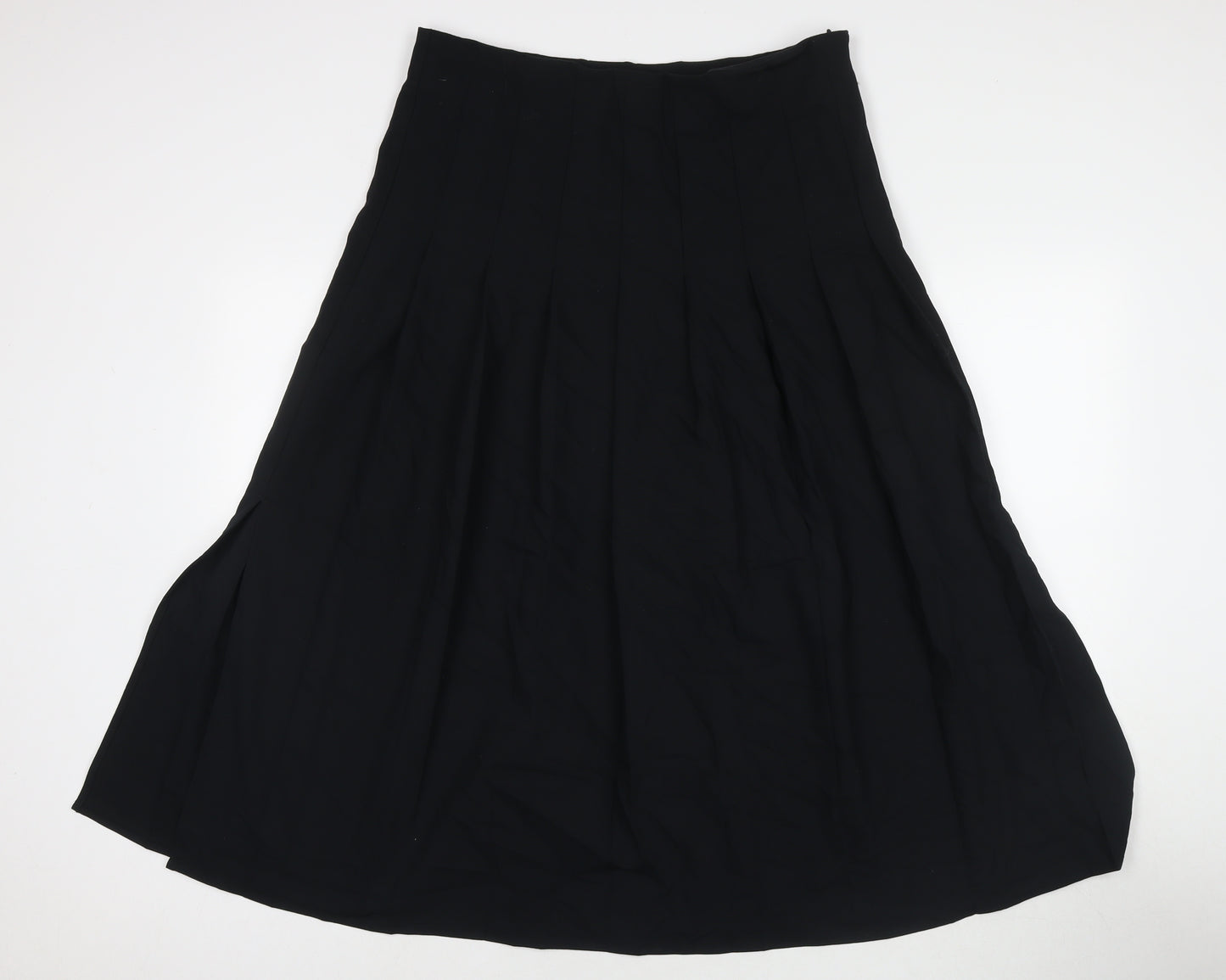 Marks and Spencer Womens Black Polyester Pleated Skirt Size 12 Zip