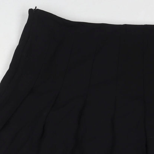 Marks and Spencer Womens Black Polyester Pleated Skirt Size 12 Zip