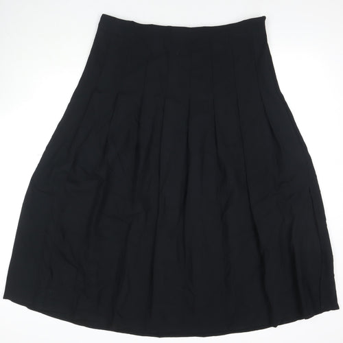 Marks and Spencer Womens Black Polyester Pleated Skirt Size 16 Zip