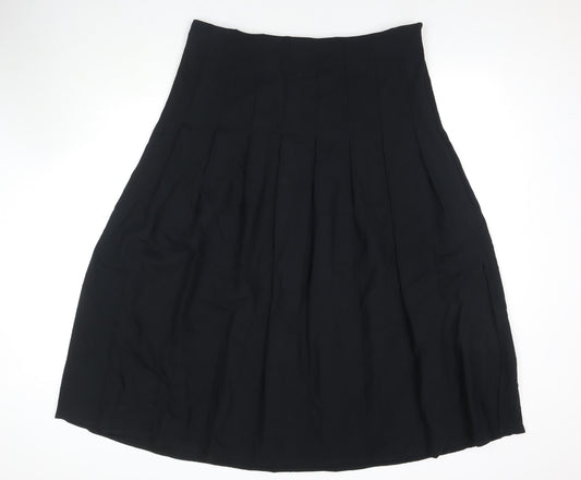 Marks and Spencer Womens Black Polyester Pleated Skirt Size 16 Zip