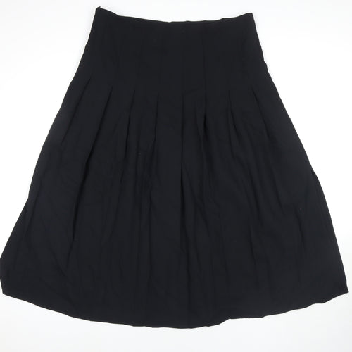 Marks and Spencer Womens Black Polyester Pleated Skirt Size 16 Zip