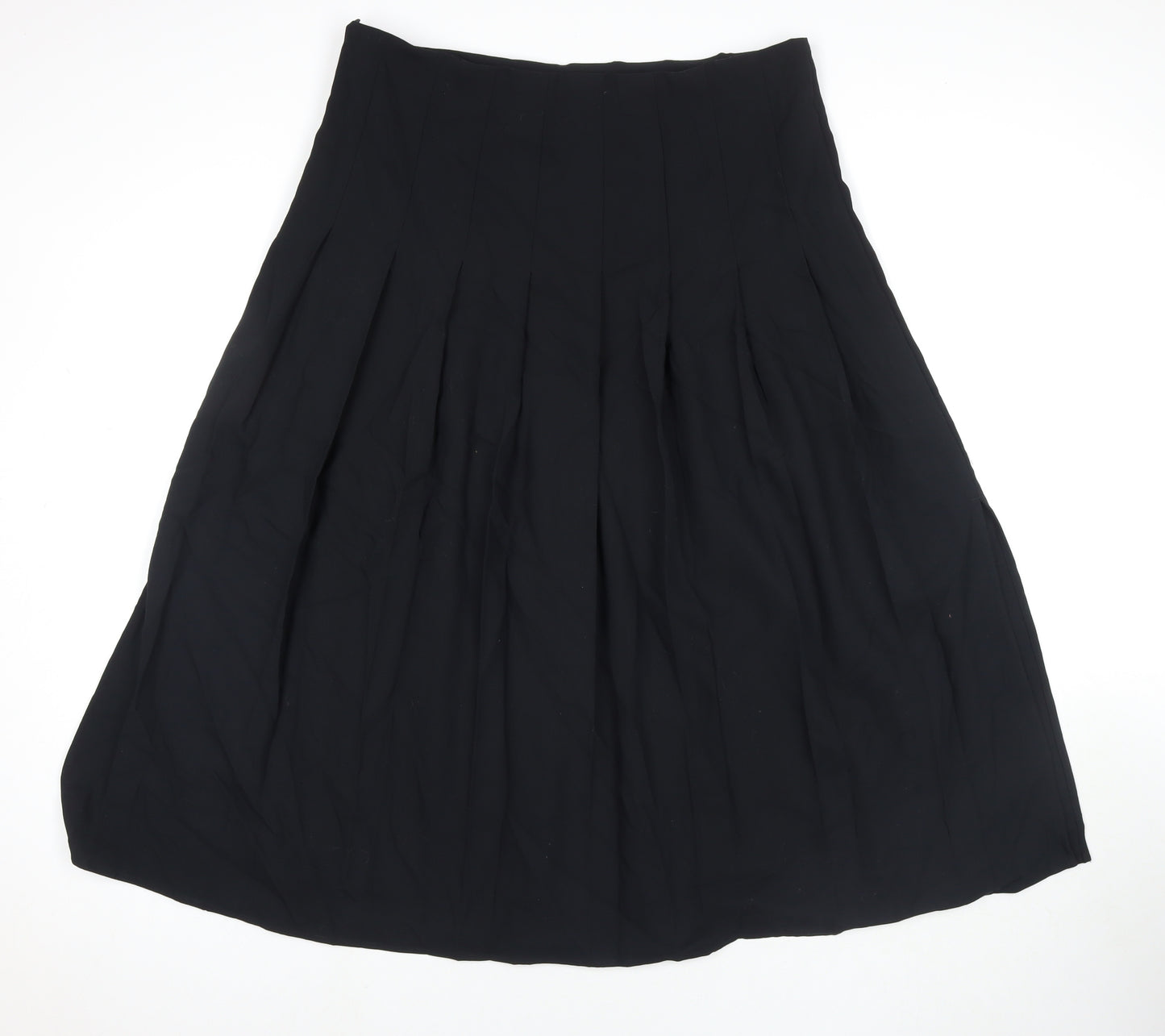 Marks and Spencer Womens Black Polyester Pleated Skirt Size 16 Zip