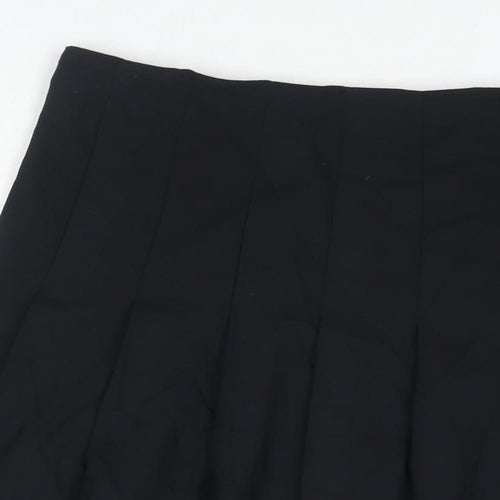 Marks and Spencer Womens Black Polyester Pleated Skirt Size 16 Zip