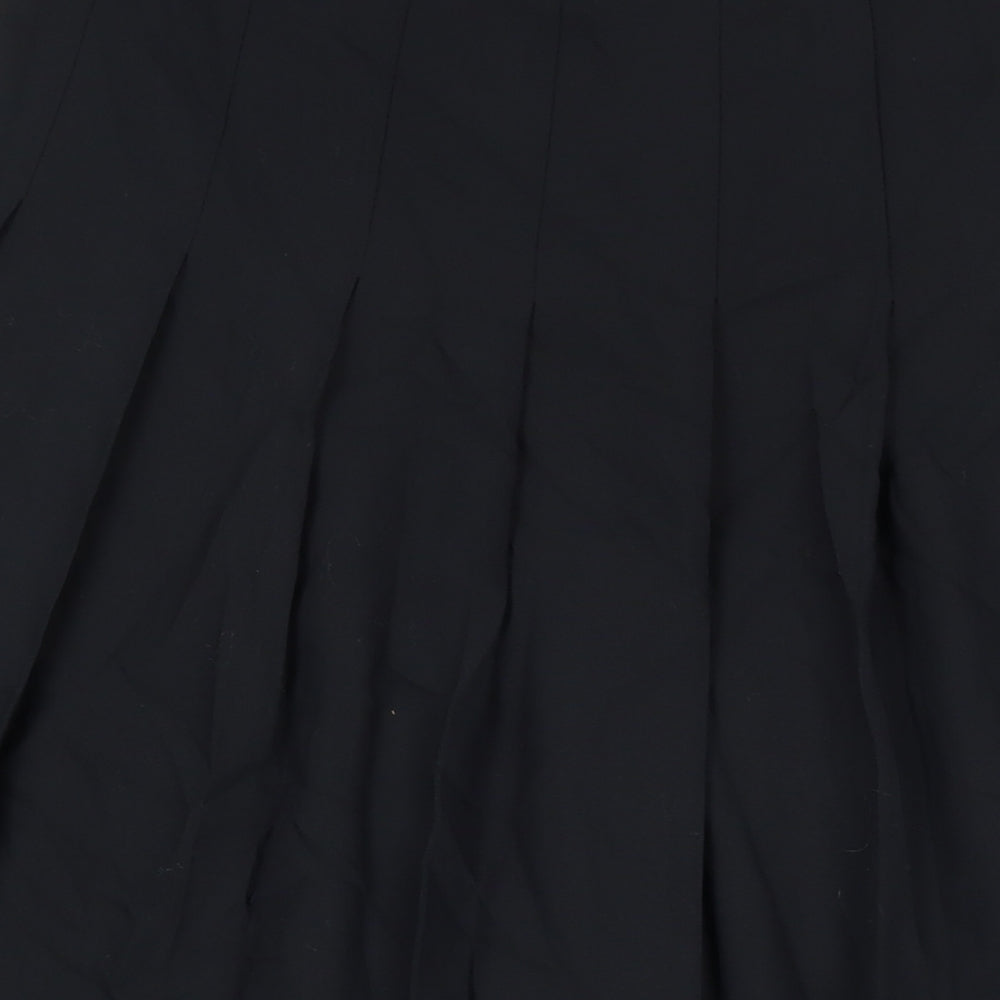 Marks and Spencer Womens Black Polyester Pleated Skirt Size 16 Zip