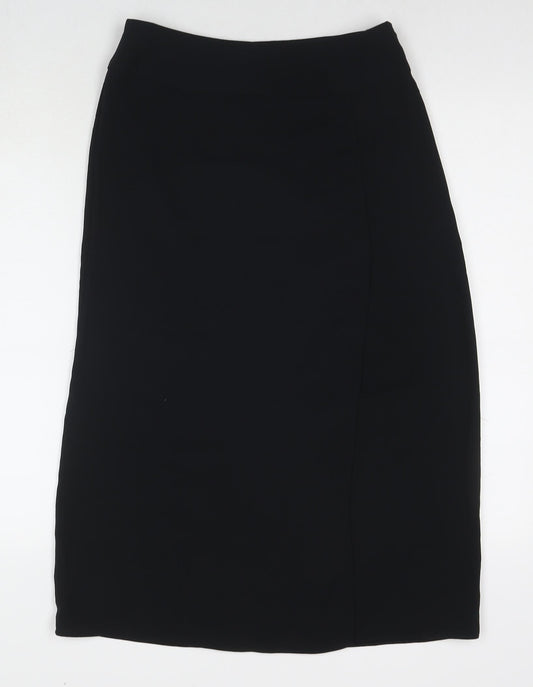 Marks and Spencer Womens Black Polyester Straight & Pencil Skirt Size 8 Zip