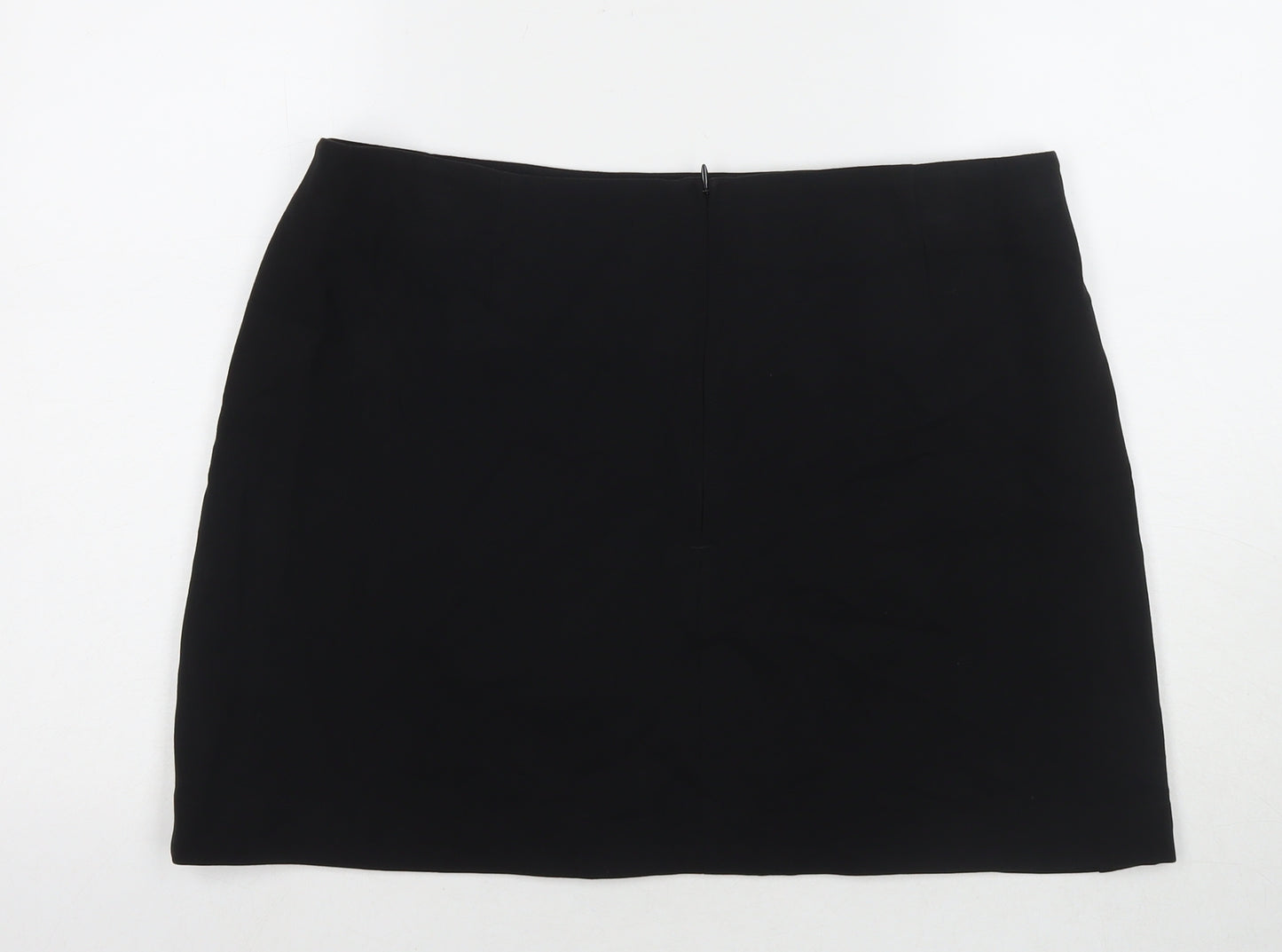 Marks and Spencer Womens Black Cotton Mini Skirt Size 18 Zip