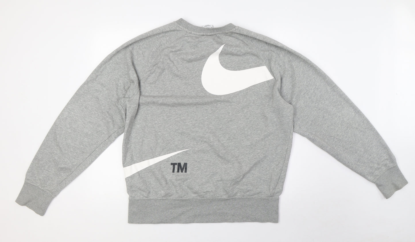 Nike Mens Grey Cotton Pullover Sweatshirt Size M - Swoosh