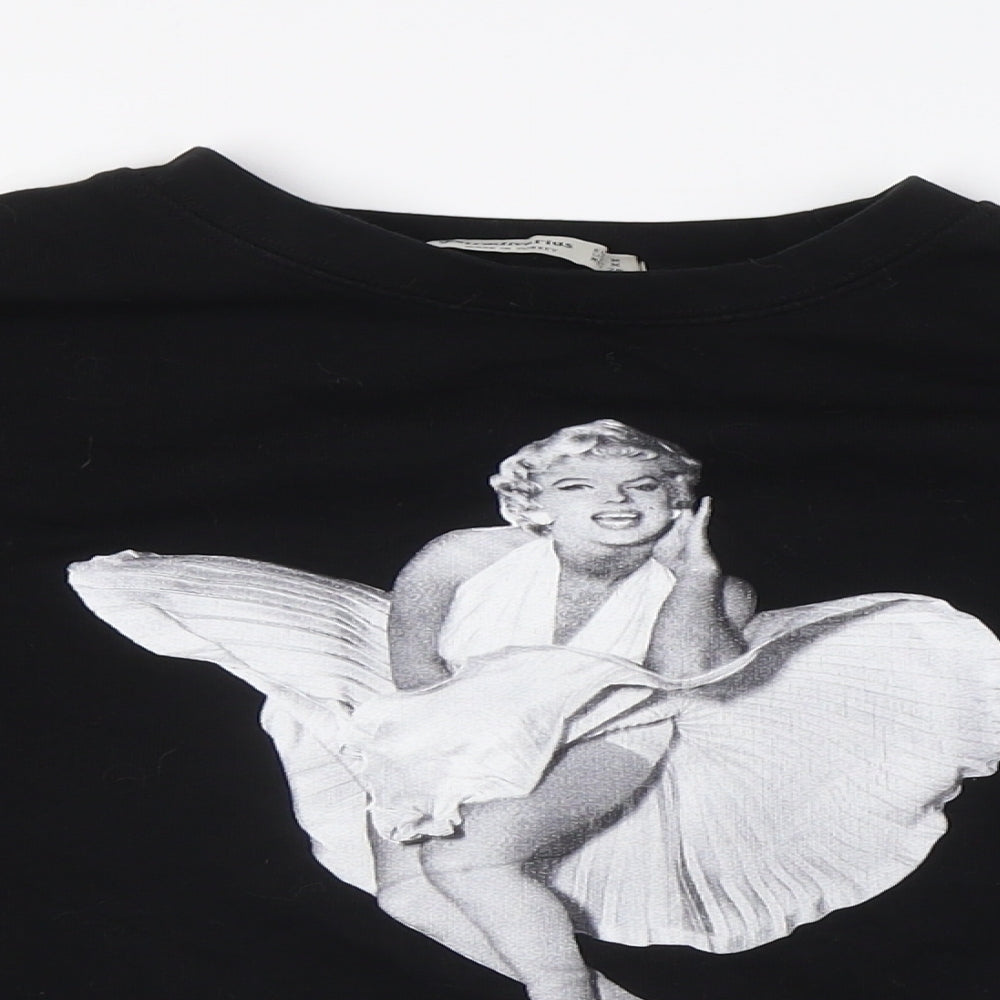 Stradivarius Womens Black 100% Cotton Pullover Sweatshirt Size M - Marilyn Monroe