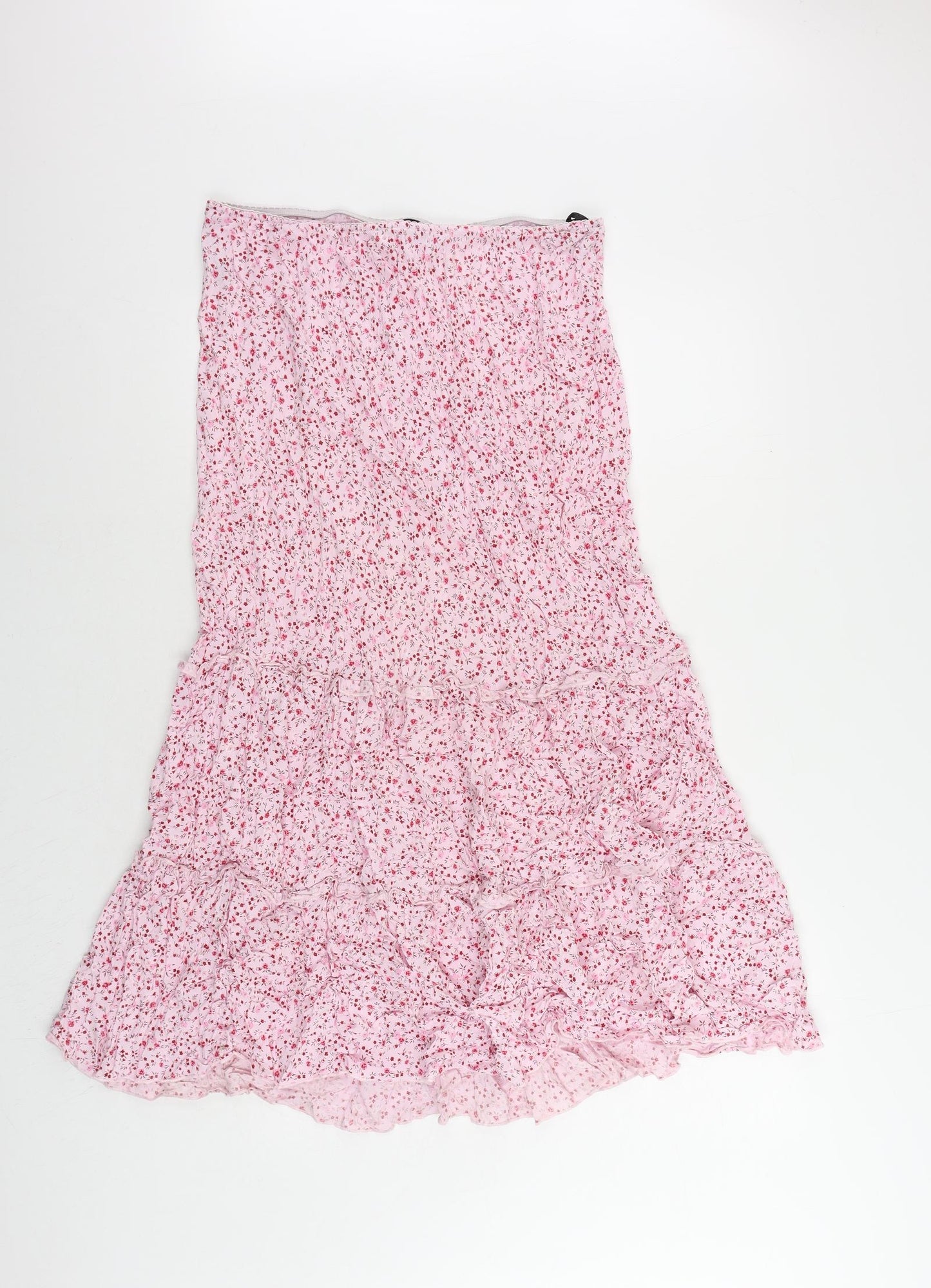 Dorothy Perkins Womens Pink Floral Viscose Maxi Skirt Size 18 - Elastic Waist