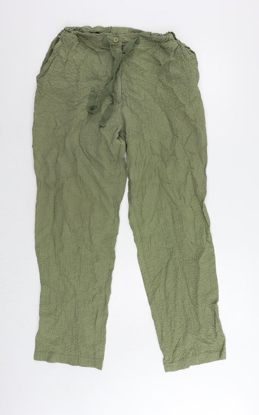 Cotton Traders Womens Green Viscose Trousers Size 14 L30 in Regular Button - Elastic Waist