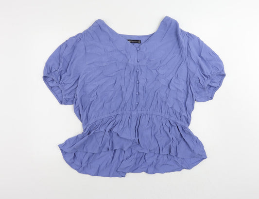 Marks and Spencer Womens Blue Viscose Basic Blouse Size 22 V-Neck