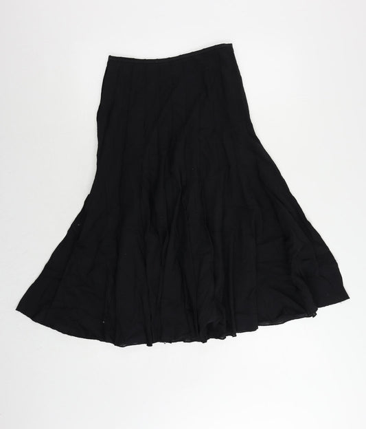 Principles Womens Black Cotton Flare Skirt Size 6 Zip